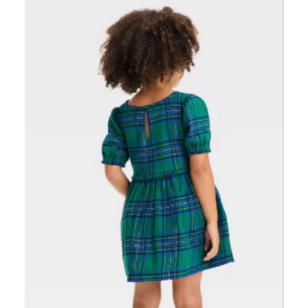 Cat and Jack Toddler Girls Short Sleeve Plaid Dress NWT Size 2T - Picture 2 of 4